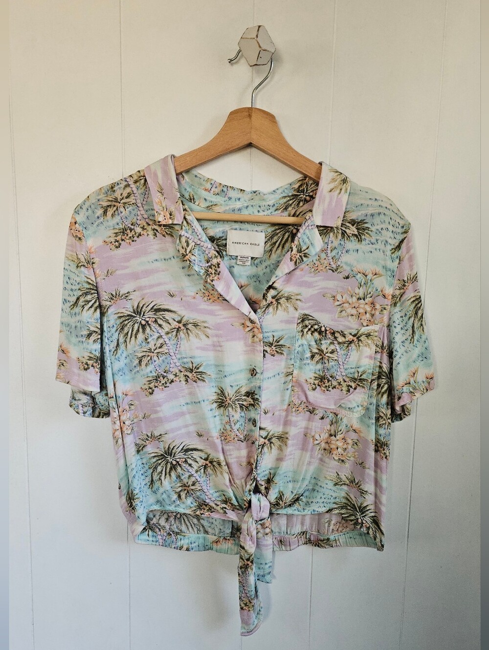 AEO Island Tie-Front Camp Shirt